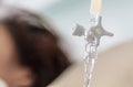 Close up of infusion bottle with IV solution Royalty Free Stock Photo
