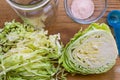 Close-up of ingredients for sauerkraut preparation