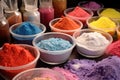 close-up of ingredients: sugar, cornstarch, flavorings, and colorings