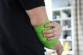 Man injured arm at work, help for persons wound Royalty Free Stock Photo