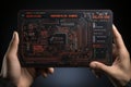 Close-up of Innovative Mobile Device Held by Human Hands for Technology Concepts