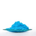 Close up inorganic chemical on white laboratory table. CopperII sulfate Royalty Free Stock Photo