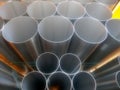 Close up from inox steel large pipes