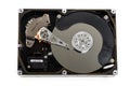 Close up inside of computer hard disk drive HDD isolated on white background Royalty Free Stock Photo