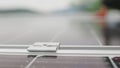 Close-up Installation, Connection and mounting of solar panels. Workers fasten solar panels. Technicians installing Royalty Free Stock Photo