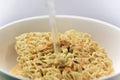 Close up instant noodle soup flavor Royalty Free Stock Photo