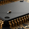 Close-up of an integrated circuit on a printed circuit board. A small surface-mount Royalty Free Stock Photo