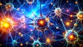 Close-up of interconnected neurons firing with bright energy pulses and glowing synapses Royalty Free Stock Photo