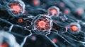Close-up of interconnected neurons with vibrant synapses glowing, representing neural networks and brain connectivity in a