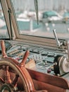Close up of the interior of a large motor boat. Royalty Free Stock Photo