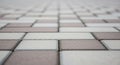 Close-up of interlocking rectangular paving stones in a repeating pattern pavers pavement Royalty Free Stock Photo
