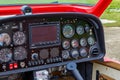 A close-up of the internal dashboard panel of a small aircraft Royalty Free Stock Photo