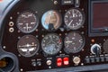 A close-up of the internal dashboard panel of a small aircraft