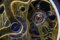 Close-up of the internal mechanism of a vintage analog self-winding watch