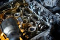 Close up of internal part of car engine under repair Royalty Free Stock Photo