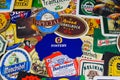 Close up of international beer coaster boards from all over the world