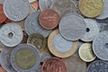 Close up of international coins Royalty Free Stock Photo