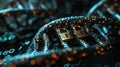 DNA Data Security Concept with Golden Padlocks on Abstract Digital Background Royalty Free Stock Photo