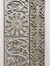 Intricate carved wood door details