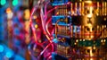 Colorful Quantum Computer Wiring at Technology Lab in Evening