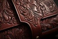 Close-up of intricate details of luxurious, handcrafted leather accessories. Generative AI