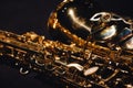 Close-up of a shiny saxophone musical instrument Royalty Free Stock Photo