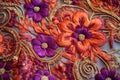 close up of intricate embroidery on sari fabric Royalty Free Stock Photo