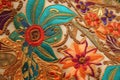 close up of intricate embroidery on sari fabric Royalty Free Stock Photo