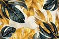 Close up of intricate gold and black leaf pattern, perfect for autumn designs Royalty Free Stock Photo