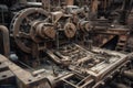 close-up of intricate machinery, processing valuable metal from raw ore