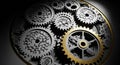Close-up of intricate metallic gears interlocking in a mechanical system Royalty Free Stock Photo