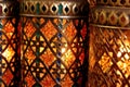 close-up of intricate moroccan lantern patterns