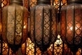 close-up of intricate moroccan lantern patterns