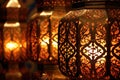 close-up of intricate moroccan lantern patterns