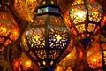 close-up of intricate moroccan lantern patterns