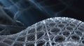 Abstract futuristic grid texture of interconnected glowing metallic threads system dynamics Royalty Free Stock Photo