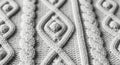 Close up of intricate white cable knit sweater texture Royalty Free Stock Photo