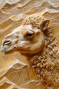 Close Up of Intricately Carved Wooden Camel Sculpture Detail Artistry and Craftsmanship in Decorative Woodwork Royalty Free Stock Photo