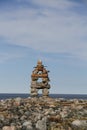 Close-up of Inukshuk Inuksuk landmark near Arviat, Nunavut