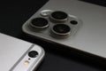 Close-up of iPhone cameras: old vs new Royalty Free Stock Photo