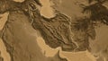 Shape of Iran. Outlined. Sepia elevation. Royalty Free Stock Photo