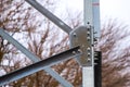 Close-up of a iron bridge or construction with bolts and nuts Royalty Free Stock Photo