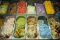 Close-up of iron ice cream trays on the counter. Royalty Free Stock Photo