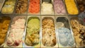 Close-up of iron ice cream trays on the counter. Royalty Free Stock Photo