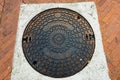 Iron rusty manhole cover for sewage - Italy