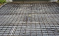 Close up of Iron wire mesh for concreting floors of driveway