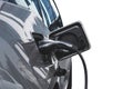 Close-up. Isolate charging a modern electric car on a white background Royalty Free Stock Photo