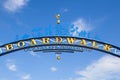 Close up isolate image of the wooden arch at the entrance of famous board walk by the Ocean City,