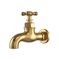 Polished Brass Tap with Cross Handle on a White Background faucet gold Royalty Free Stock Photo