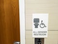 Close up isolated image showing all gender restroom sign at the entrance of a public toilet Royalty Free Stock Photo